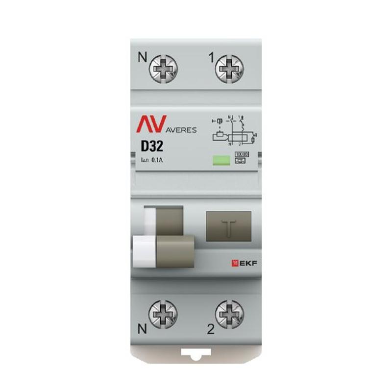 Дифференциальный автомат (УЗО) DVA-10 1P+N 32А (D) 100мА (A) 10кА  AVERES |rcbo10-1pn-32D-100-a-av| EKF — миниатюра 5