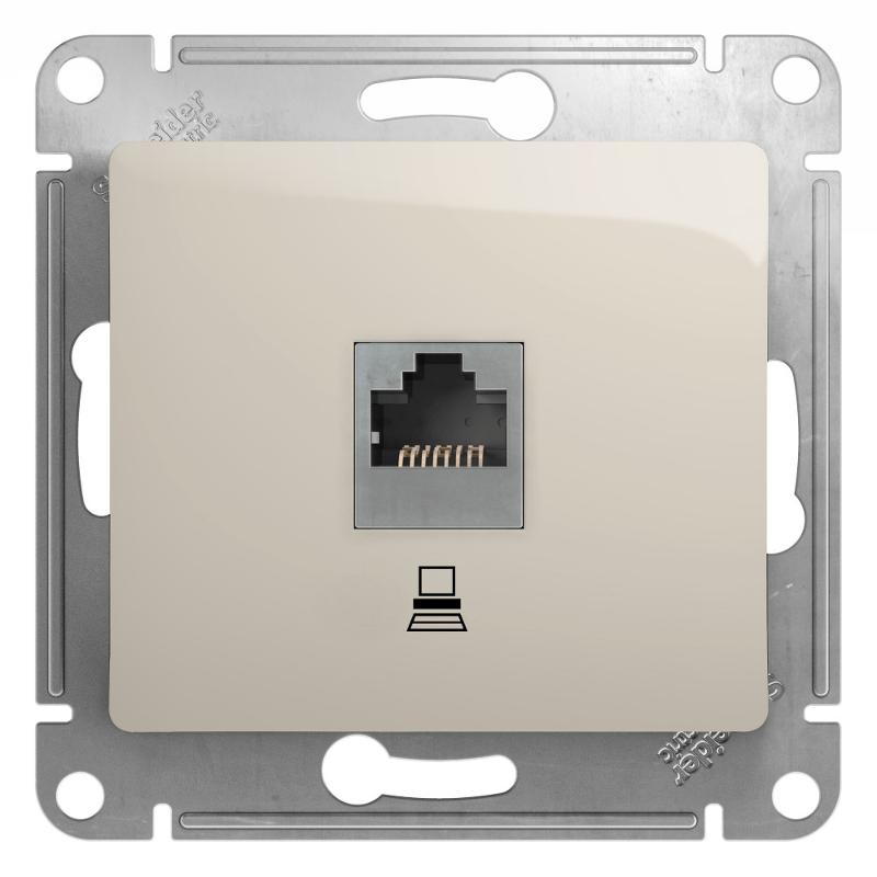 Glossa Молочный Розетка компьютерная RJ45 кат.5E | GSL000981K | SE — Systeme Electric