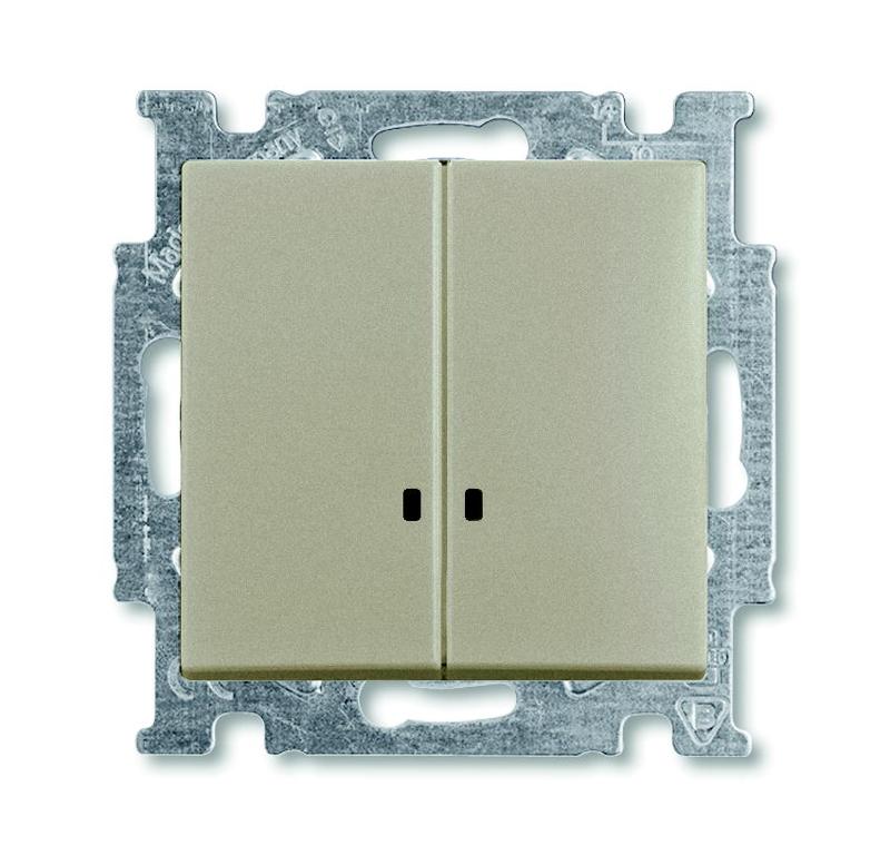 ABB Basic 55 Шампань Выключатель 2-клавишный с подсветкой | 1012-0-2168  | 2CKA001012A2168 | ABB — ABB