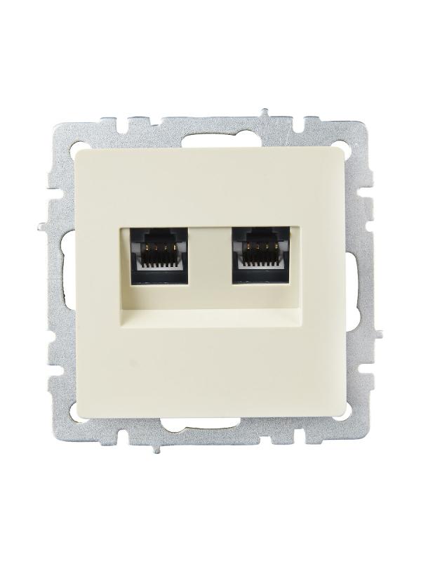 BRITE Розетка компьютерная 2-ая RJ45 кат.6 РК11-2-БрКр бежевый | BR-K20-2-K10 | IEK — миниатюра 2