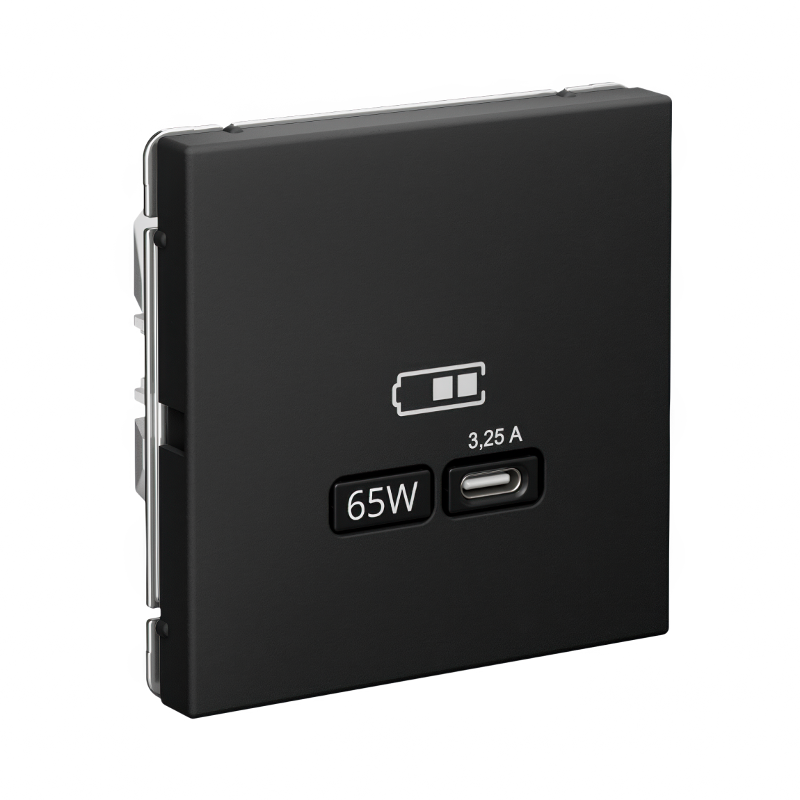ArtGallery Карбон Розетка USB тип-С 65Вт высокоскор.заряд. QC, PD, механизм | GAL001027 | SE — миниатюра 2