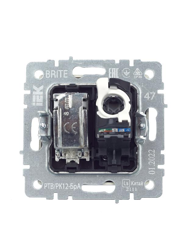 BRITE Розетка двойная TV+RJ45 кат.5E РТВ/РК12-БрА алюминий | BR-AK20-1-K47 | IEK — миниатюра 10