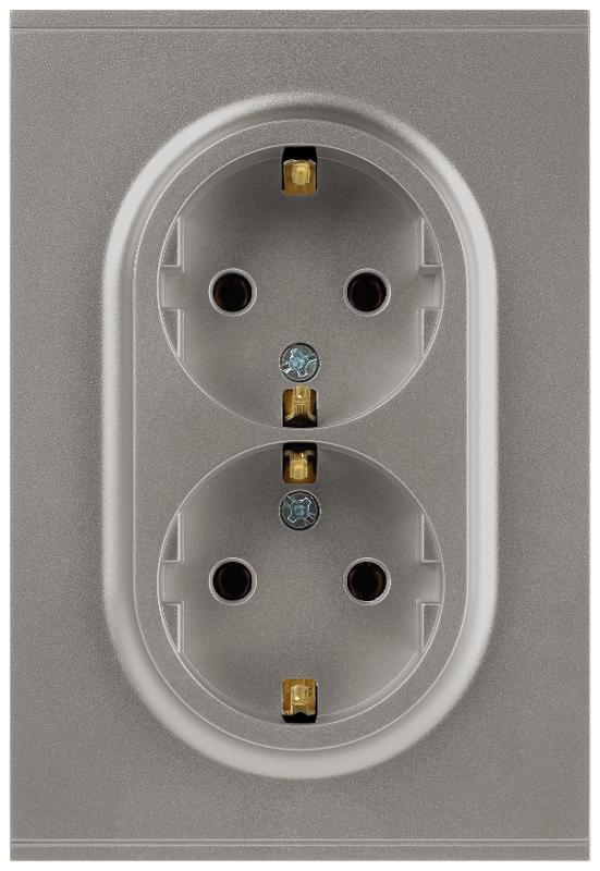 Розетка Arktik 16-2105-07 двойная с заземлением 2X2P+E Schuko со шторками 16А-250В титан | Б0070460 | ЭРА — ЭРА (Энергия света)
