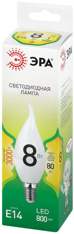 Лампа светодиодная  GREEN LINE LED BXS-8W-830-E14 GL E14 8 Вт свеча на ветру теплый свет | Б0067103 | ЭРА — миниатюра 5