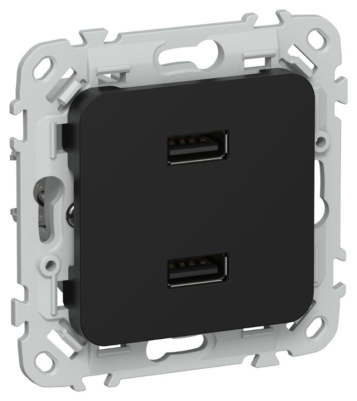 FLITE Розетка USB A+A 2,1А РЮ-2-ФлЧ черный | FI-U21-D31-K02 | IEK — IEK (ИЭК)