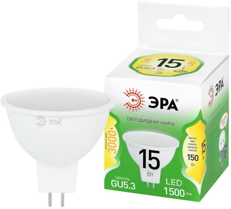 Лампа светодиодная  GREEN LINE LED MR16-15W-830-GU5.3 GL 15Вт софит теплый свет GU5.3 | Б0070071 | ЭРА — ЭРА (Энергия света)