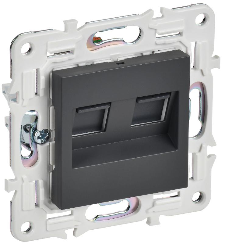 SKANDY Розетка компьютерная двойная RJ45 кат.5E SK-K03T титан | SK-K20-1-K48 | IEK — IEK (ИЭК)