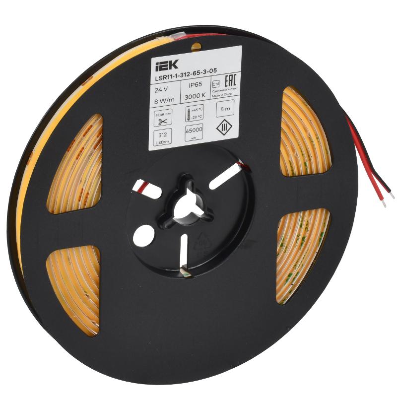 Лента LED 5м COB-312LED 8Вт/м IP65 8мм 24В 3000К  | LSR11-1-312-65-3-05 | ИЭК — миниатюра 3