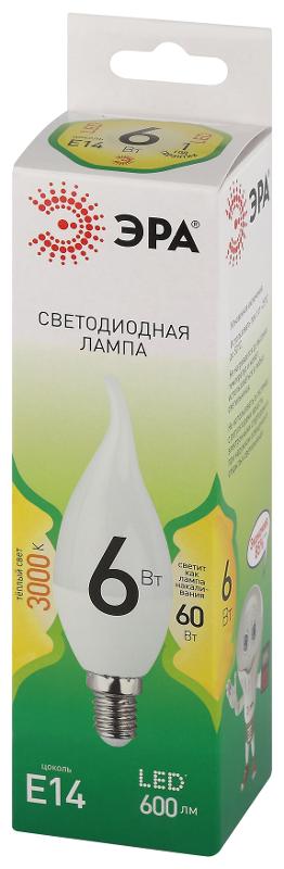 Лампа светодиодная  GREEN LINE LED BXS-6W-830-E14 GL E14 6 Вт свеча на ветру теплый свет | Б0067119 | ЭРА — миниатюра 5