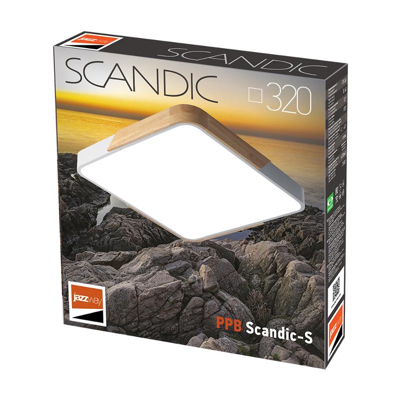 Светильник светодиодный бытовой PPB Sсandic-S 36w 4000K GR/W с деревянной планкой IP20 330*330*50 | .5037373 | JAZZWAY — миниатюра 5