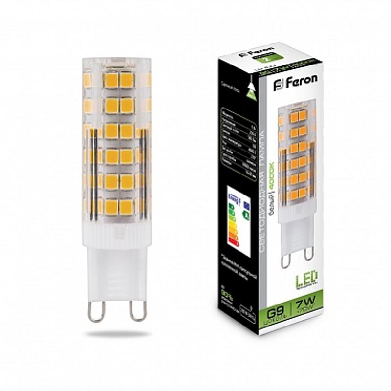 Лампа светодиодная LB-433 (7W) 230V G9 4000K 16x60mm | 25767 | FERON — миниатюра 1