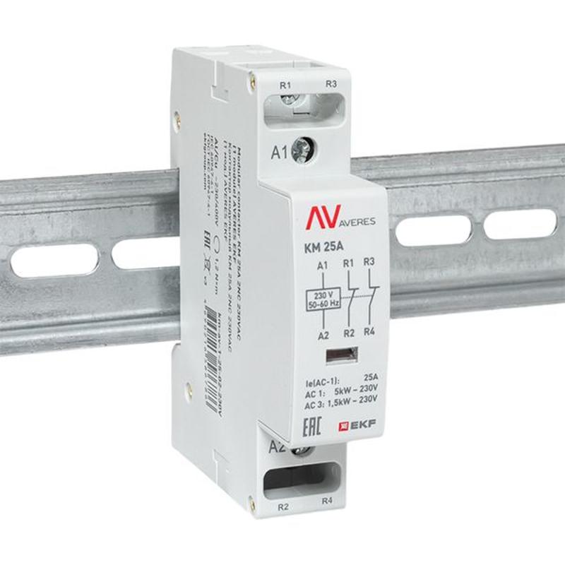 Контактор модульный КМ 25А 2NC 230VAC (1 мод.) AVERES | km-av-1-25-02-230V | EKF — миниатюра 2