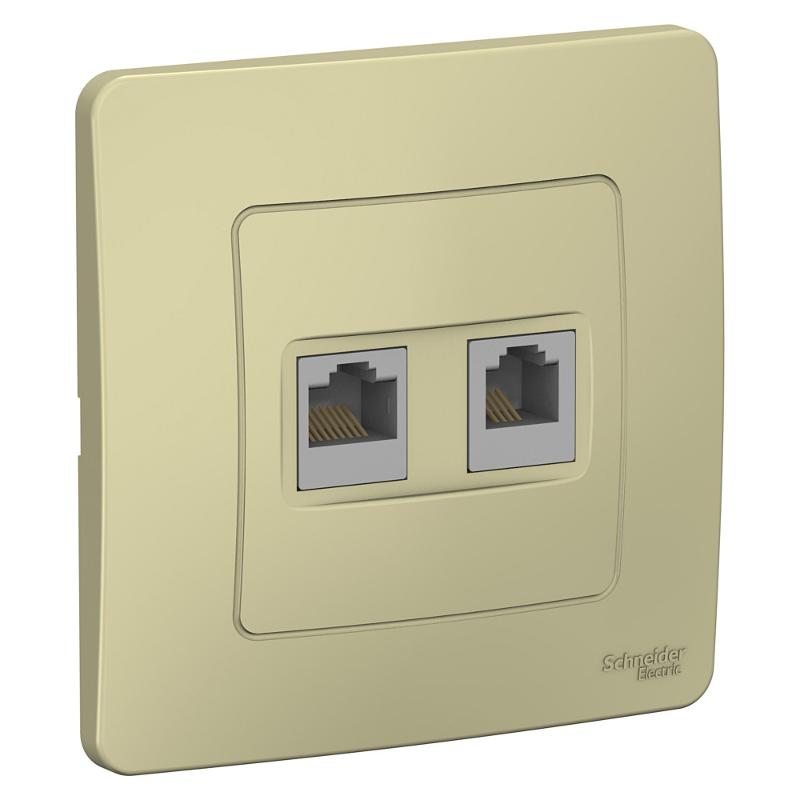Blanca Бежевый С/У Розетка 2-ая: комп.RJ45, кат.5E + телефон. RJ11 | BLNIS045117 | SE — Systeme Electric
