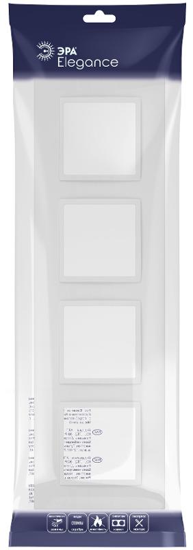 Рамка для розеток и выключателей Elegance 14-5014-01М Classic, на 4 поста, белый матовый | Б0065828 | ЭРА — миниатюра 2