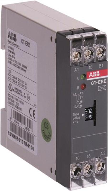 Реле времени CT-ERE (задерж на вкл)24В AC/DC 220-240В AC(вр диап 0.3..30с.)1ПК | 1SVR550107R4100 | ABB — ABB