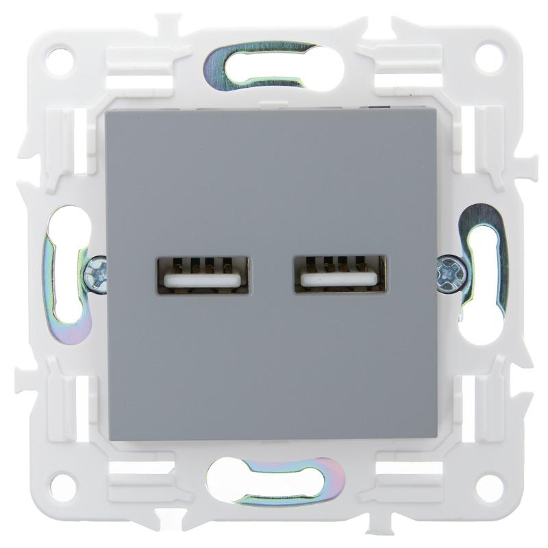 SKANDY Розетка USB A+A 3,1А SK-R15Gr серый | SK-U21-D31-K03 | IEK — миниатюра 2