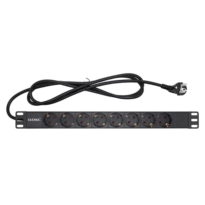 Блок розеток для 19" шкафов, 8 розеток Schuko | R519SH8 | DKC — DKC (ДКС)
