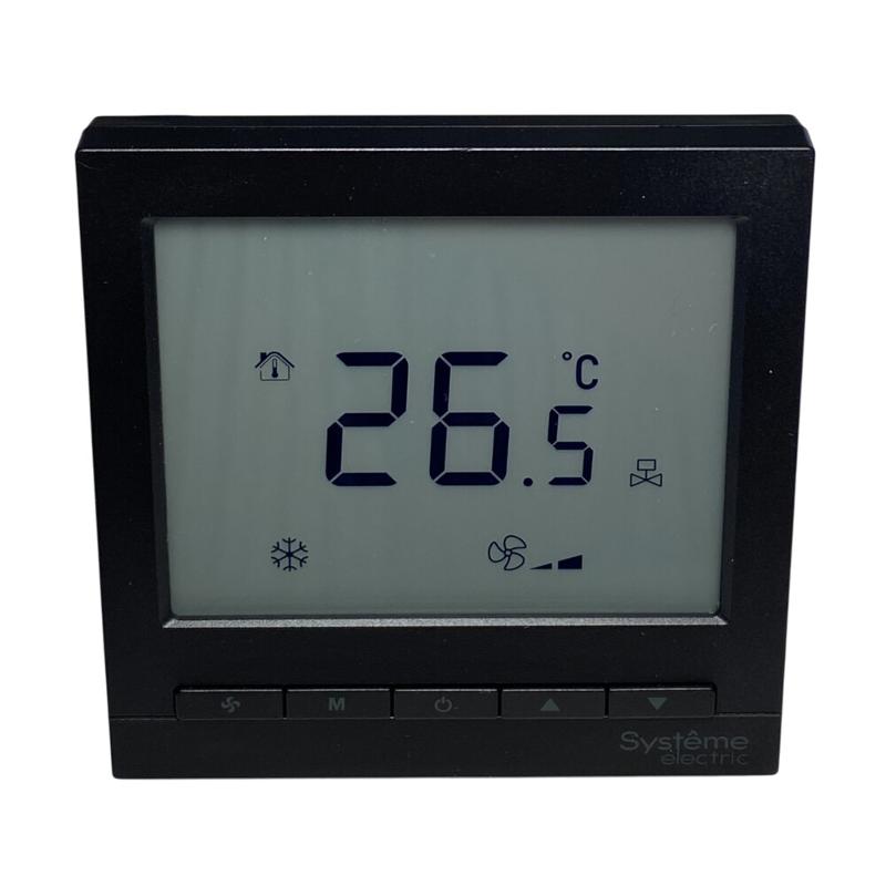 Термостат комнатный цифровой, О/Н/В/А для 4тр 3ск FCU и 2-поз.клап, 1UI 5DO Modbus ~230В чер BS | RTF4IMLB | SE — миниатюра 7