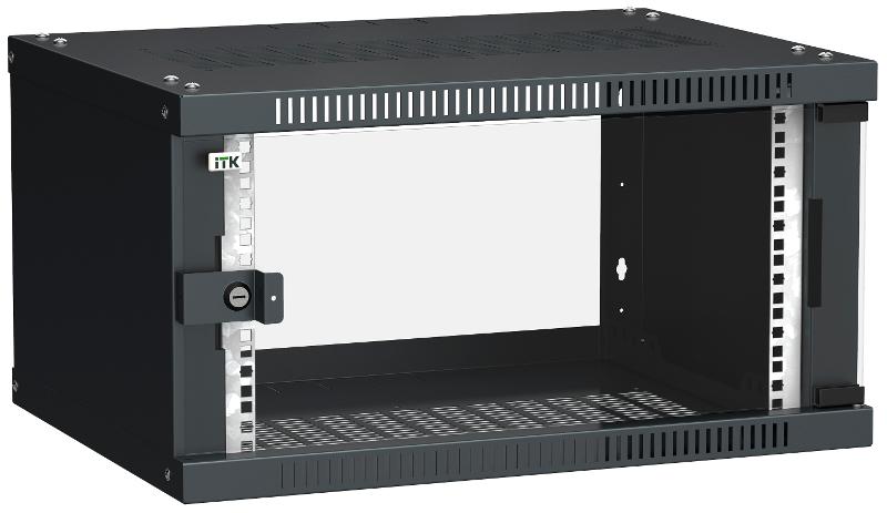 Шкаф LINEA WE 6U 600x450мм дверь стекло черный | LWE5-06U64-GF | ITK — ITK