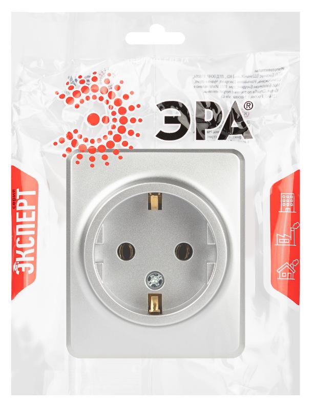Розетка ЭРА Эксперт 11-2203-03 2P+E Schuko IP20 16A-250В ОУ Алюминий | Б0063020 | ЭРА — миниатюра 2