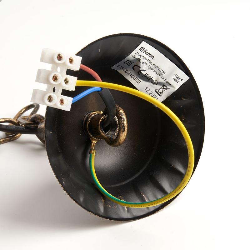 Светильник садово-парковый, 60W 230V IP44 черное золото, PL685 (на цепочке500мм) | 11694 | FERON — миниатюра 4