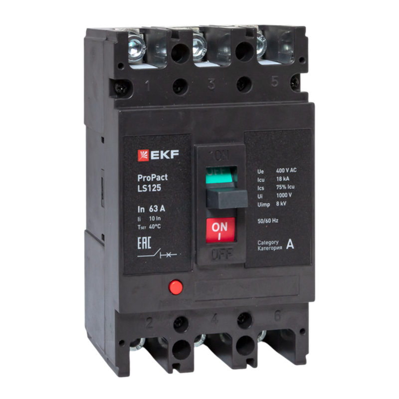 Выключатель автоматический LS125 18кА 3P 63А ProPact | mccb-125-18-3-63-ls | EKF — EKF