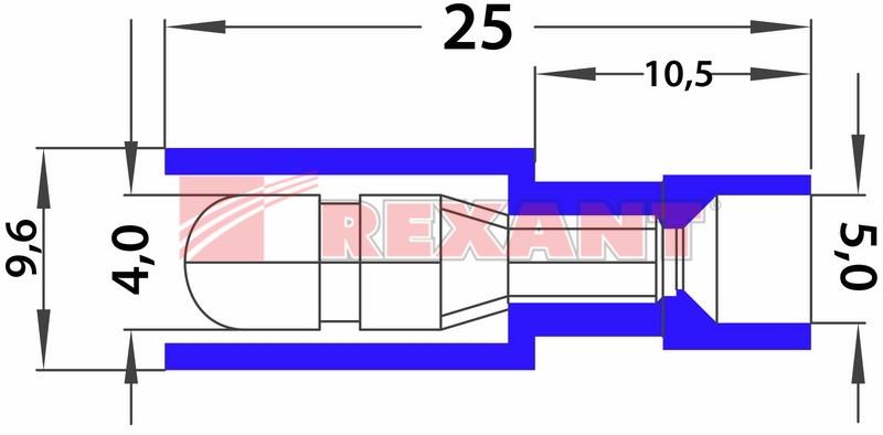Разъем штекерный полностью изолированный штекер 4 мм 1.5-2.5 мм² (РШПи-п 2.5-4/РШИп 2-5-4) синий | 08-0571 | REXANT — миниатюра 3