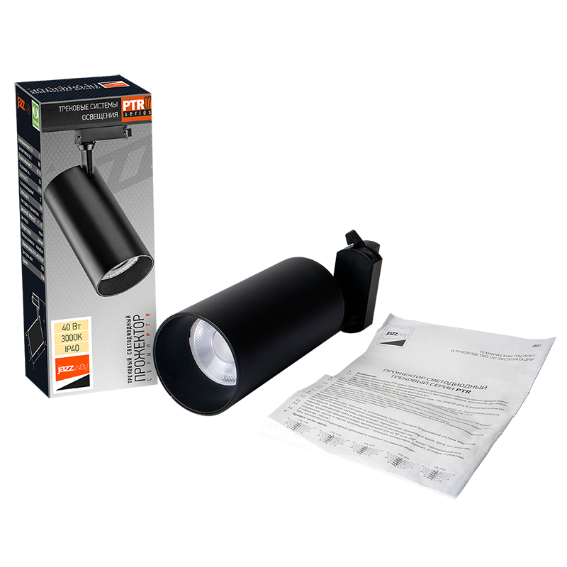 Светильник светодиодный трековый однофазный PTR 0740 40w 3000K 24° BL (чёрный) IP40 | .5018648 | Jazzway — миниатюра 6