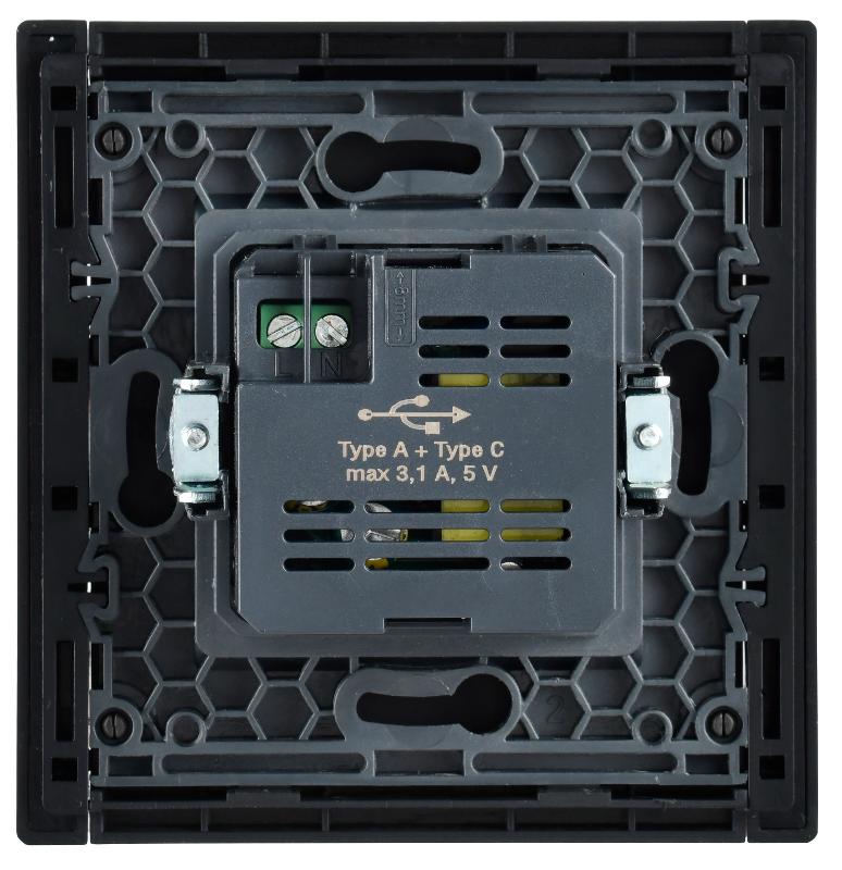 FORTE&PIANO Розетка USB A+C 3,1А FP150 черный | FP-U22-D31-K02 | IEK — миниатюра 3