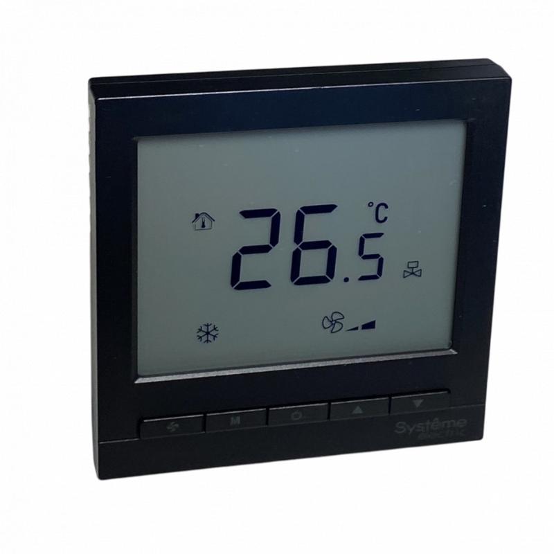Термостат комнатный цифровой, О/Н/В/А для 4тр 3ск FCU и 2-поз.клап, 1UI 5DO Modbus ~230В чер BS | RTF4IMLB | SE — Systeme Electric