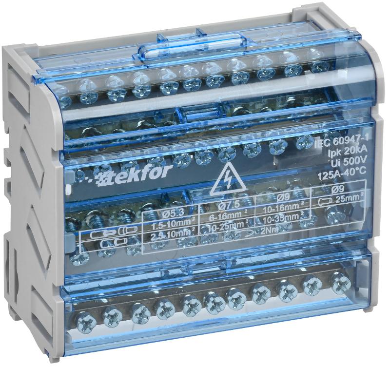 TEKFOR Шины на DIN-рейку (кросс-модуль) ШНК 4х11 3L+PEN | TF-DN10-4-11-125 | IEK — IEK (ИЭК)