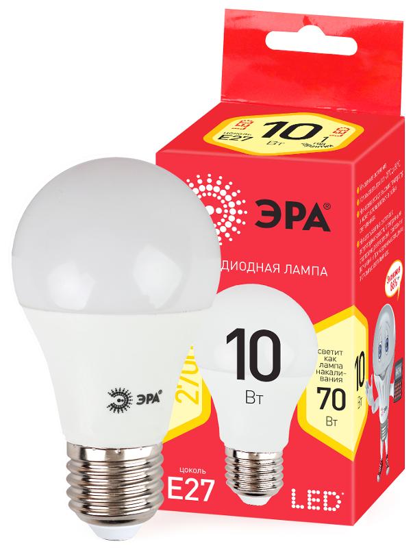 Лампа светодиодная RED LINE ECO LED A60-10W-827-E27 E27 / Е27 10Вт груша теплый белый свет | Б0028006 | ЭРА — миниатюра 1