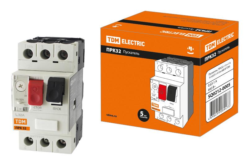 Пускатель ручной кнопочный ПРК32-1 In=1A Ir=0,63-1A Ue 660В | SQ0212-0005 | TDM — TDM ELECTRIC