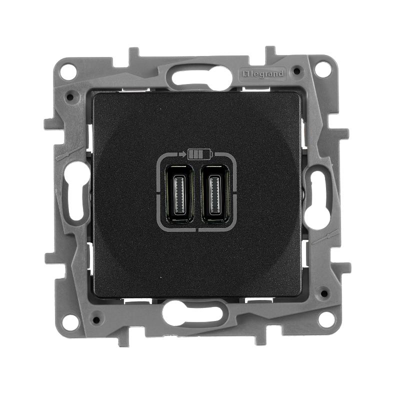 Зарядное устройство USB тип С / тип С - Legrand Etika - 3000мА 15Вт - антрацит | 672635 | Legrand — Legrand