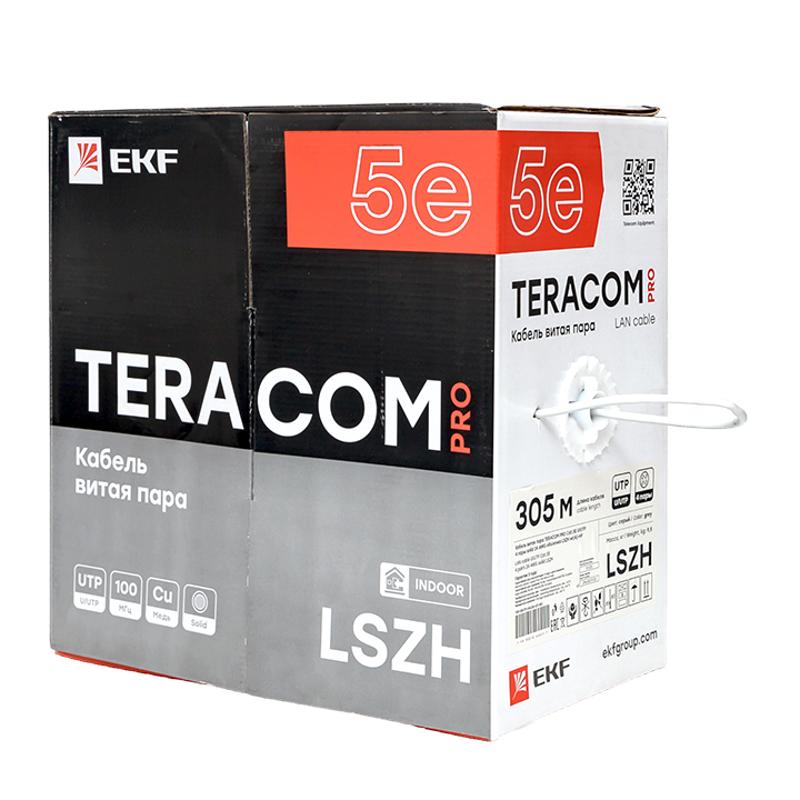 Кабель витая пара TERACOM PRO Cat.5E U/UTP 4 пары solid 24AWG нг(А)-HF серый упак. 305м | TRP-5EUTP-04LSH-GY-IN3 | EKF — миниатюра 5