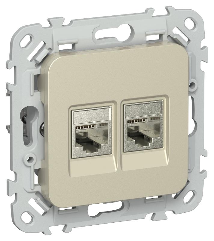 FLITE Розетка 2-ая RJ45/RJ11 кат.6/3 STP РКТ6/3-2-1-ФлШ шампань | FI-KT21-2-K37 | IEK — IEK (ИЭК)