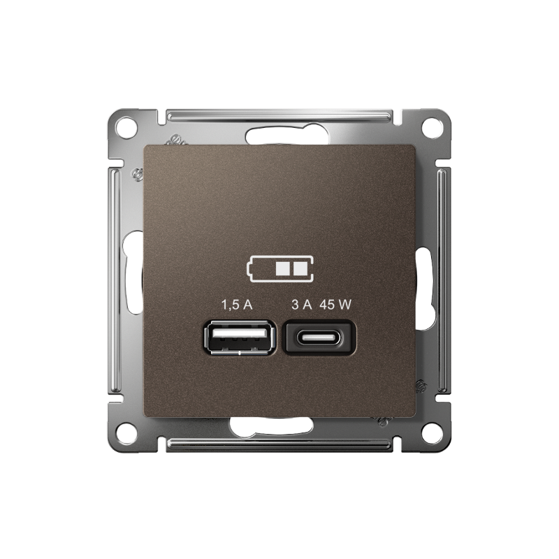 AtlasDesign Мокко USB Розетка A + тип-C 45W высокоскоростной заряд QC PD | ATN000629 | SE — миниатюра 3