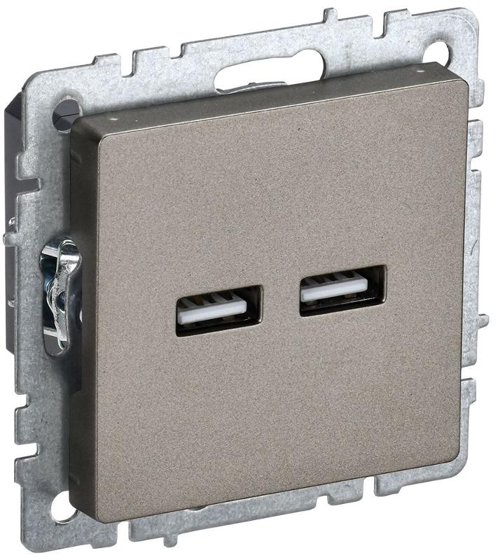BRITE Розетка USB A+A 3,1А РЮ10-1-БрШ шампань | BR-U21-D31-K37 | IEK — IEK (ИЭК)