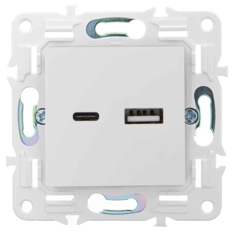 SKANDY Розетка USB A+C 3,1А SK-R14W арктический белый | SK-U22-D31-K01 | IEK — миниатюра 2
