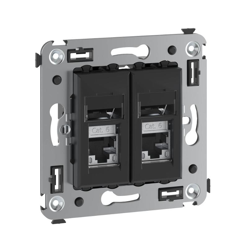 Компьютерная розетка RJ-45 в стену, кат.6 экранированная двойная,"Avanti", "Черный матовый" | 4412394 | DKC — миниатюра 2