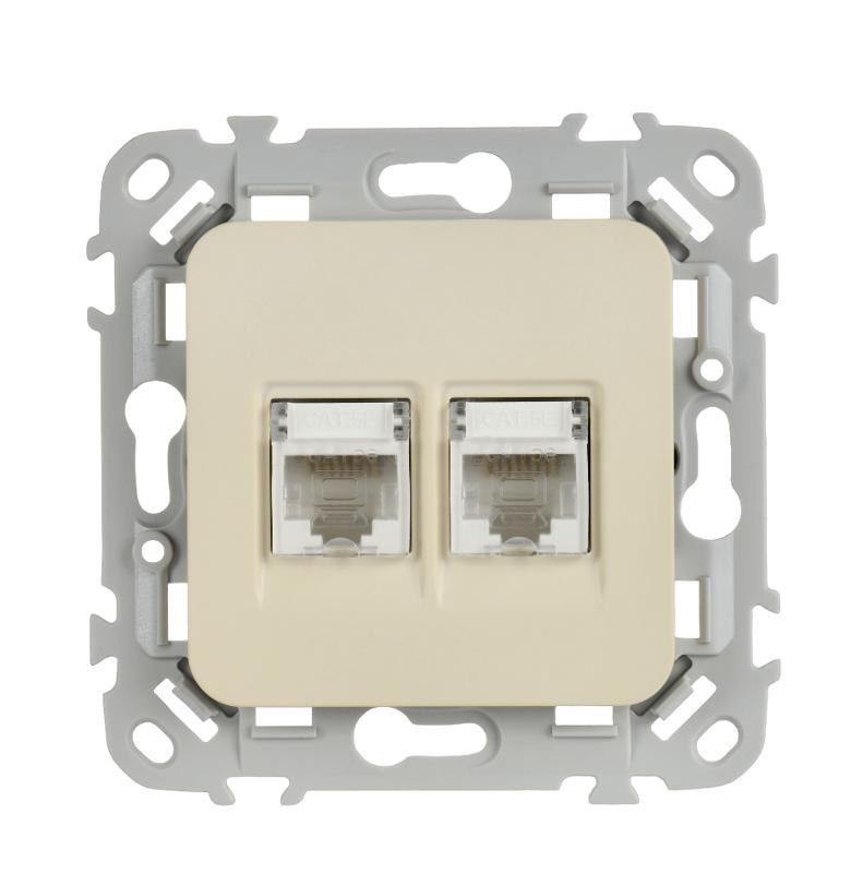 FLITE Розетка 2-ая компьютерная RJ45 кат.5Е UTP РК5е-2-0-ФлСл сливочный | FI-K22-1-K86 | IEK — миниатюра 2