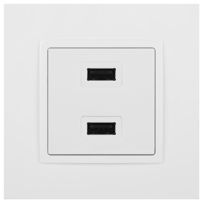 14-4110-01 Устройство зарядное USB, 230В/5В-2100мА, IP20, Эра Elegance, белый | Б0034358 | ЭРА — миниатюра 3