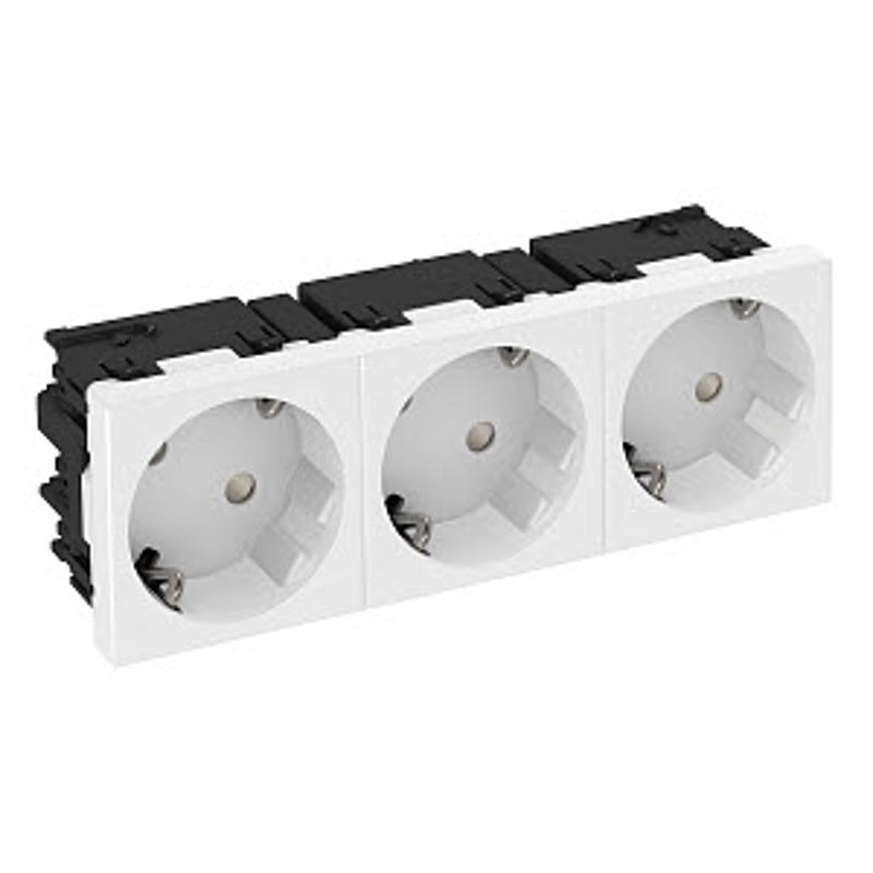 Розетка тройная 33° Modul45connect, с з/к, 250 В, 16A (белый) (STD-D3C RW3) | 6120502 | OBO Bettermann — миниатюра 2