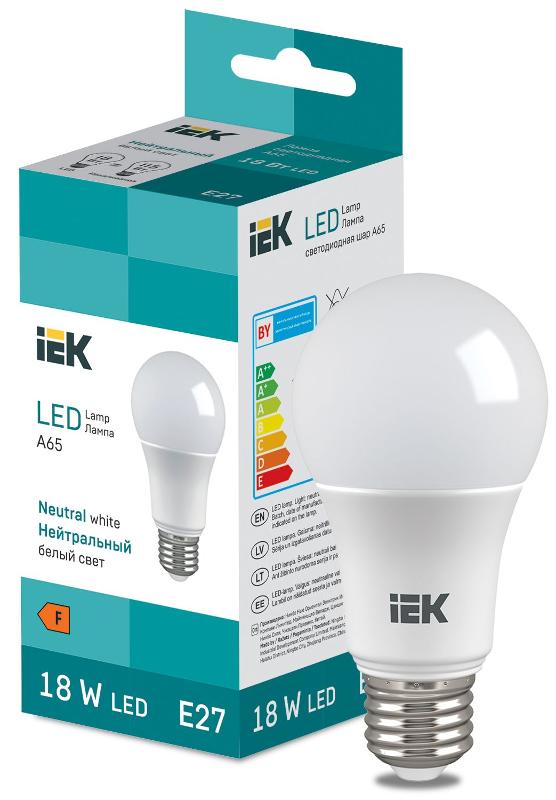 Лампа светодиодная Bulb A65 1850lm 4000K E27 | LL-I-A65-18-230-40-E27 | IEK — IEK (ИЭК)