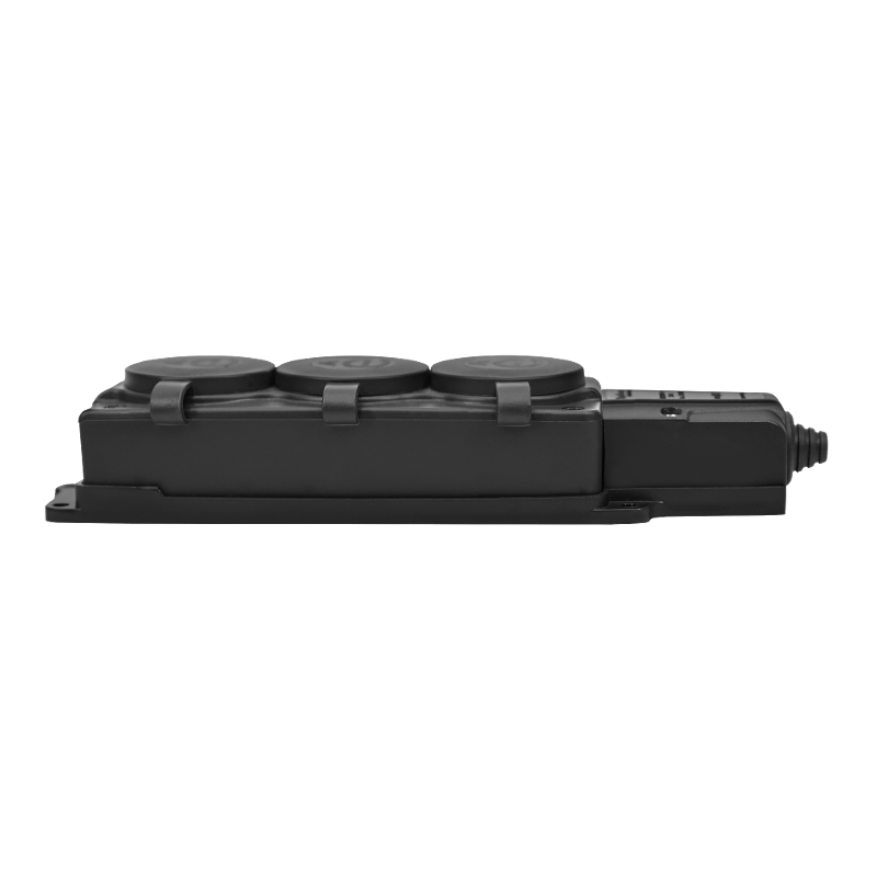 Колодка 3 гнезда 2К+З каучуковая 16А/250В IP44 Чёрная MultiSet | MST4103BK | SE — миниатюра 3