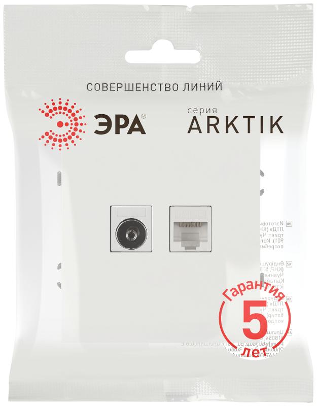Розетка Arktik 16-3110-08 комбинированная RJ45+TV белый матовый | Б0070501 | ЭРА — миниатюра 2