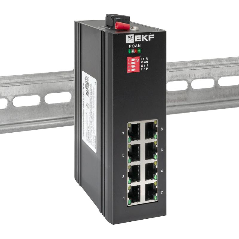 Промышленный неуправляемый коммутатор U-8GTP, 8 портов 10/100/1000Base-T(X) RJ45 c PoE, монтаж на динрейку TSX |TSX-U-8GTP|EKF — миниатюра 2