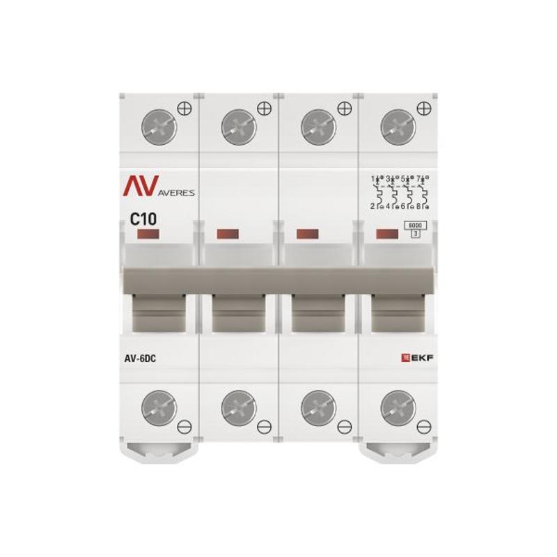 Выключатель автоматический четырехполюсный AV-6 DC 10А C 6кА AVERES | mcb6-DC-4-10C-av | EKF — миниатюра 12