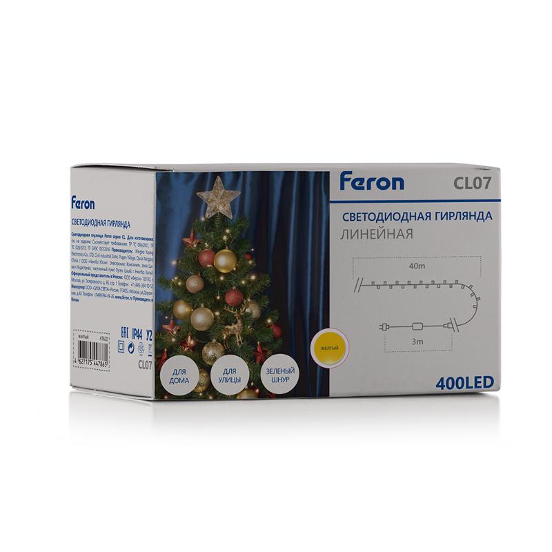 Гирлянда светодиодная линейная 230V 400 LED 40м, желтый, IP 44, шнур 3м , CL07 | 41620 | FERON — миниатюра 5