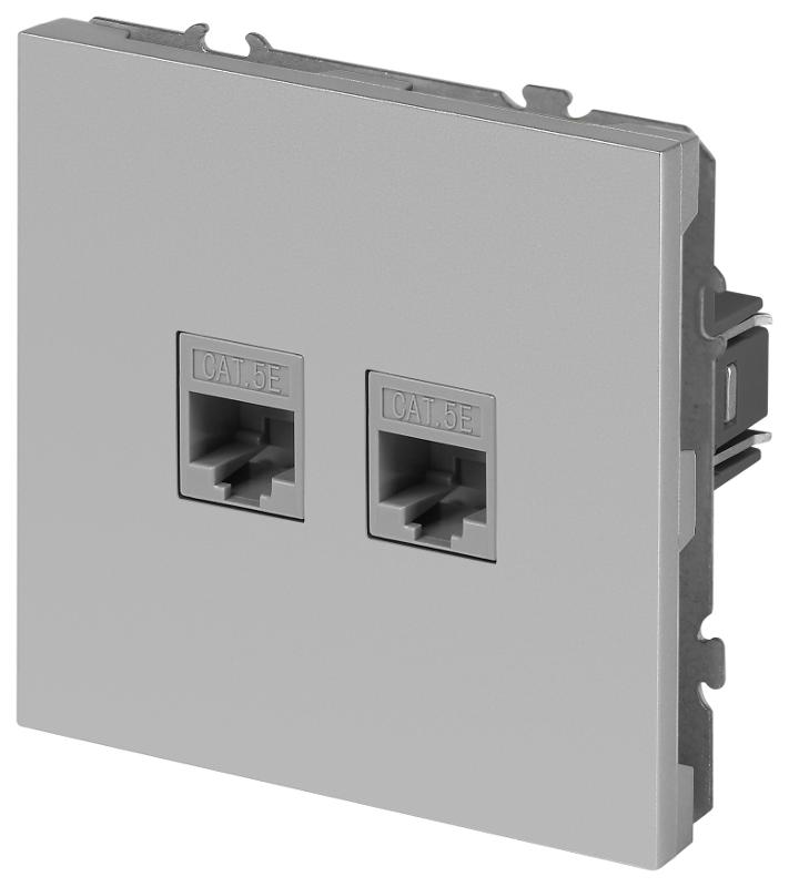 Розетка Galaxy 15-3108-03 информационная двойная 2XRJ45 IP20 алюминий | Б0070760 | ЭРА — миниатюра 2